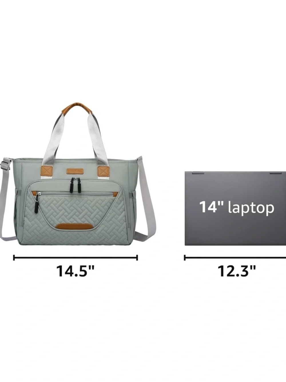 FHELAD quilted nylon diaper bag tote in Morandi Grey